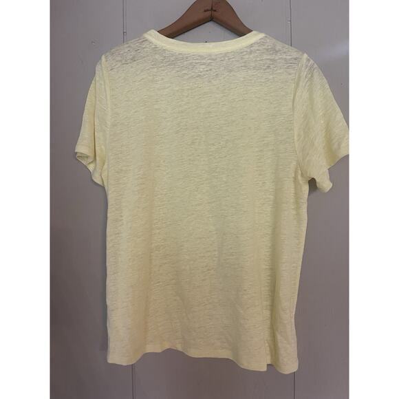 Eileen Fisher Crew Neck Tee Butter Yellow Organic Linen Jersey Basic Tee XS NWOT - Picture 3 of 9